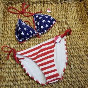 Xhilaration 2 pieces patriotic swim suit size L